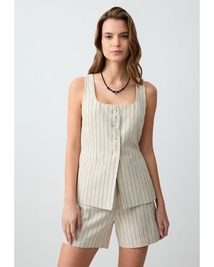 Jimmy Key Anzugweste Slim Fit Geweven Steen Gilet - Weiß