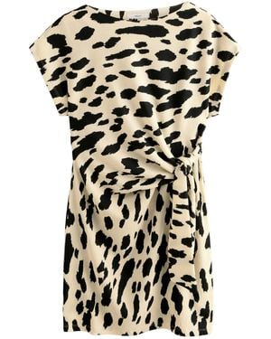 Next Jerseykleid Strukturiertes Minikleid mit Drapierung, Kurzgröße (1-tlg) - Schwarz