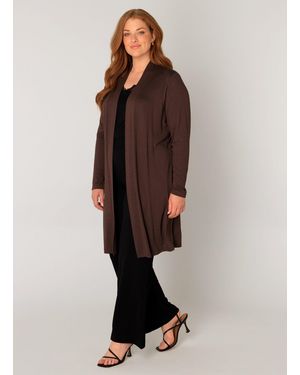 Base Level Curvy Longstrickjacke Figurumspielende, weiche Strickqualität - Blau