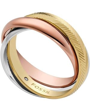 Fossil Fingerring Schmuck Geschenk Edelstahl Ring Harlow - Mettallic