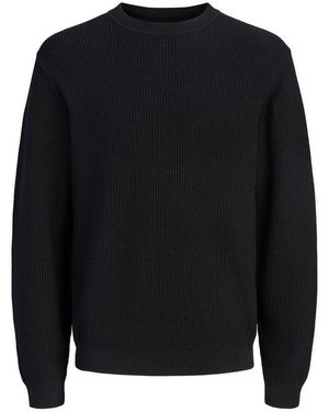 Jack & Jones Rundhalspullover Jprblaconnor Knit Crew Neck Baumwolle, Regular Fit - Schwarz