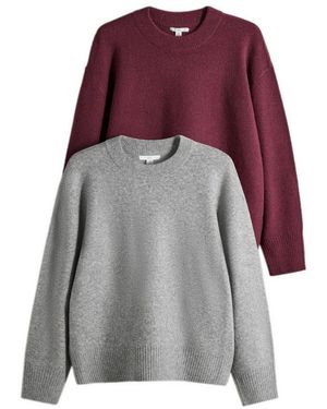 The Set Rundhalspullover Rundhalspullover Mit Wolle, 2Er-Pack (2-Tlg) - Lila