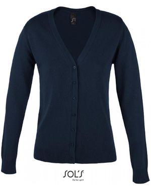 Sol's Golden Women V-Neck Knitted Cardigan - Blau