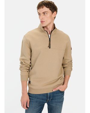 Camel Active Sweatshirt mit Troyer-Kragen - Natur