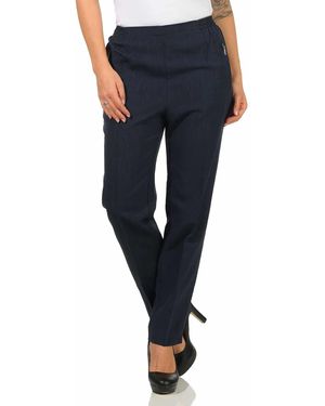 Aurela Damenmode Aurela mode Schlupfhose Stoffhose Anzug- oder Business Hose Kurzgröße Teil-Gummizug - Blau