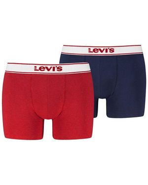 Levi's Boxer Levis Vntg Htr Boxer Brief 2P (2Er Pack) Ohne Eingriff, Uni, Meliert, Logo-Bund, Elastisch - Schwarz
