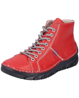 Rieker Schnürboots, Schnürstiefelette, High Top Sneaker, Schnürschuh Mit Kontrastnaht - Rot