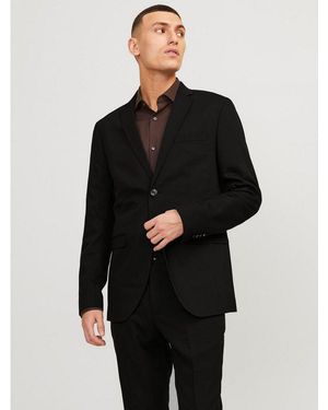 Jack & Jones Sakko Jprfranco Blazer Mit 2-Knopf-Form Und Extra Schmalem Schnitt Unifarben, Modisch, Slim Fit, Kunstfaser - Schwarz