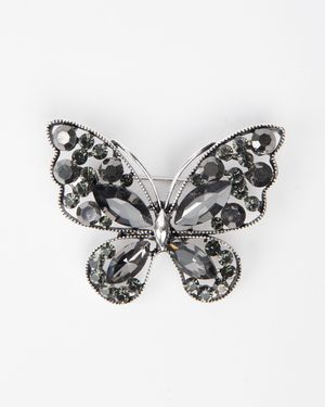 MayTree Brosche "Schmetterling Anthrazit", mit brilliantem Strass (Stück, 1-tlg) - Mehrfarbig