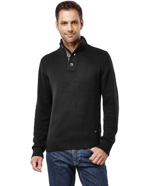 Vincenzo Boretti V-Ausschnitt-Pullover tailliert Stehkragen - Schwarz