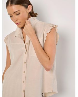 Apricot Blusentop Bluse Rüschensaum, mit Brusttasche - Natur