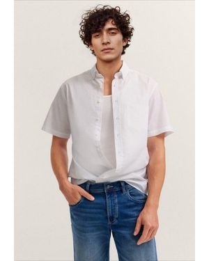Bugatti Kurzarmhemd Modern Fit Mit Button-Down-Kragen - Weiß