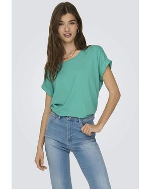 ONLY T-Shirt ONLMOSTER /S O-NECK TOP NOOS JRS mit Aufschlag am Arm - Grün