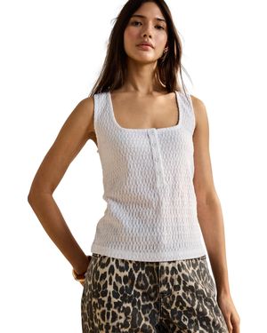 Next Trägertop Strukturiertes Tanktop mit Henleydetail (1-tlg) - Weiß