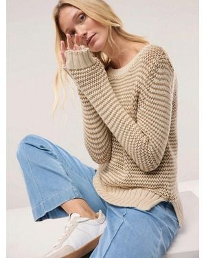 Walbusch Rundhalspullover Damen Pullover Mit Dezentem Streifen Rundhals, Modern - Blau