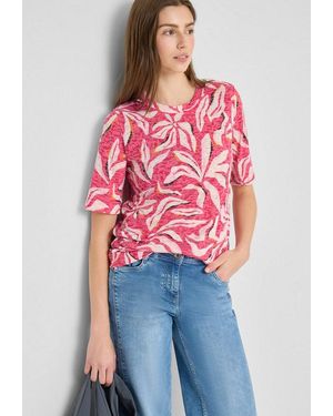 Cecil Rundhalsshirt Mit Blumenprint - Rot