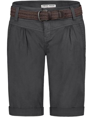Fresh Made Bermudas Sommerliche mit geflochtenem Gürtel Bermuda Shorts - Grau