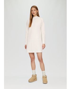 S.oliver Minikleid Weiches Sweat-Kleid mit Ziernaht Rippblende - Weiß