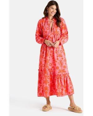 LIEBLINGSSTÜCK Druckkleid EddaL mit Rüschen-Details, Langarm - Rot