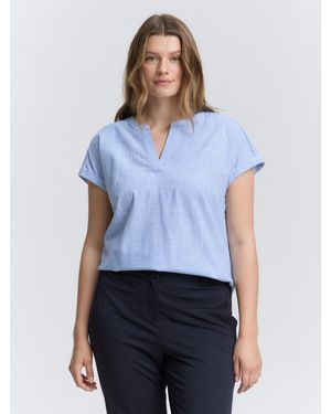 Tom Tailor TOM TAILOR Kurzarmbluse Plus Size - Blau