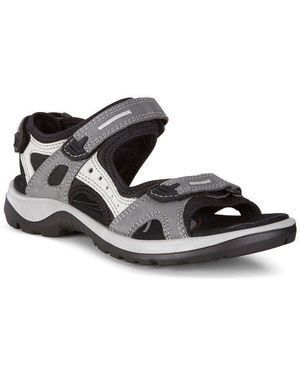 Ecco Yucatan Leder Titaniumgrau Damen Sandale - Schwarz