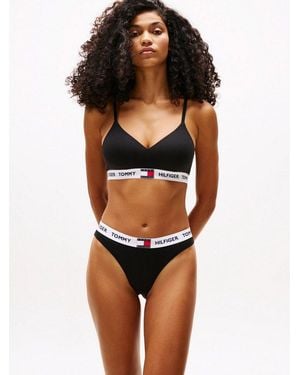 Tommy Hilfiger Bralette-Bh Bralette Lift Mit Kontrastfarbenen Details, Mit Logoschriftzug - Schwarz