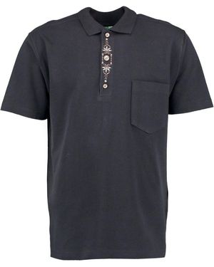 OS-Trachten Poloshirt Nelumi Regular Fit, Liegekragen, 1/2-Arm - Schwarz