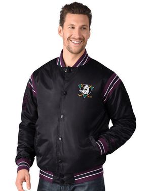 Starter Bomberjacke Jacke Anaheim Ducks Satin Varsity - Schwarz