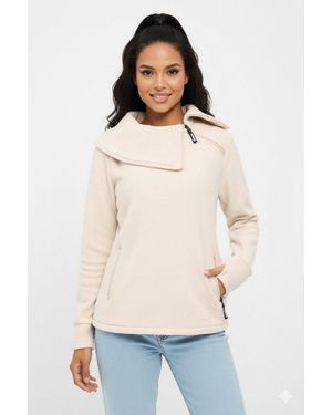 Bench Fleecepullover APRILLE warmes, tailliertes Fleeceshirt mit Troyerkragen und Seitentaschen - Natur