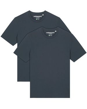 wat? Apparel Wat? Apparel - 2er Multipack Bio Basic T-Shirt India Ink Grey - Blau