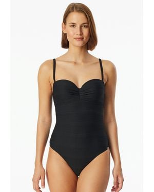 Schiesser Badeanzug Aqua mit feiner Streifenstruktur - Schwarz