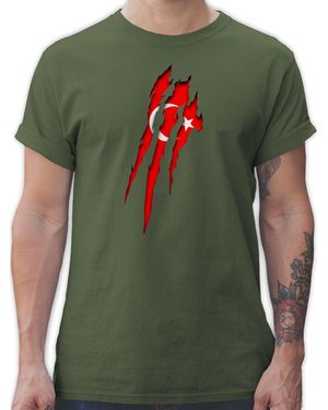 Shirtracer Shirt Türkei Krallenspuren Länder Wappen - Grün