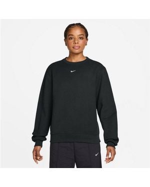 Nike Sweatshirt W Nk Stdo Flc Mw Std Crew Mit Rundhalsausschnitt - Schwarz
