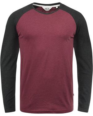 Solid Rundhalsshirt SDBastien Longsleeve im Baseball-Look - Rot