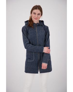 DEPROC Active Strickmantel KENNEWICK II LONG außergewöhnlicher Feinstrickmantel mit Kontrastdetails - Blau