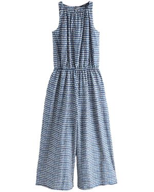 Next Jumpsuit Ärmelloser Overall weites Bein Baumwolle - Blau