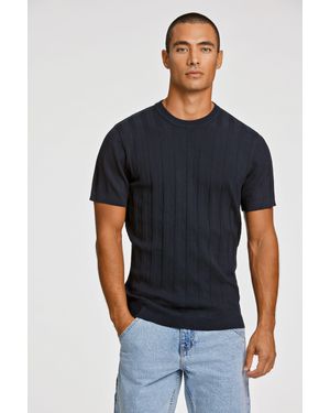 Lindbergh Kurzarmpullover mit Struktur-Muster - Blau