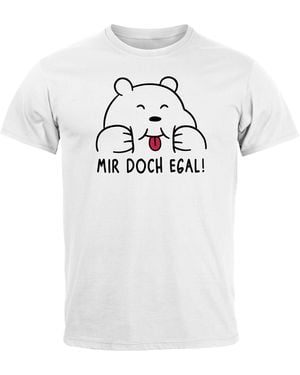 MoonWorks T-Shirt Fun Mortiv Bär Spruch lustig Mir doch egal Statement mit Print - Weiß