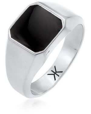 Kuzzoi Siegelring Herren Siegelring Emaille Schwarz Basic 925 Silber