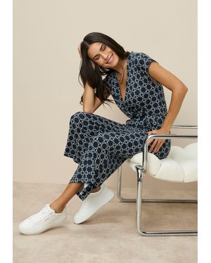 Tamaris Culotte-Overall mit Bindegürtel und modernem Muster - Mehrfarbig