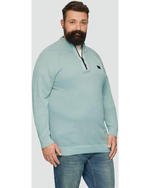 S.oliver Strickpullover mit Troyer-Kragen und Strukturmix - Grün