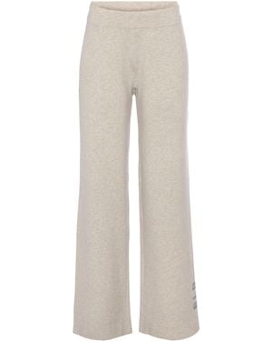 Elbsand Strickhose mit weitem Bein und eingestricktem Logo, Loungewear - Natur