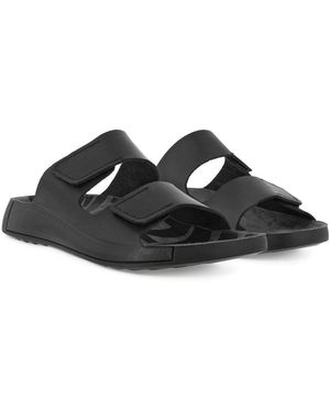 Ecco Cozmo Flat (Vollnarbenleder, Flexible Sohle) Herren Sandale - Schwarz
