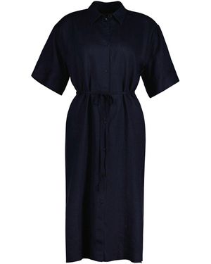 GANT Midikleid Leinen-Hemdblusenkleid - Blau