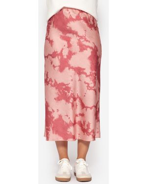 SassyClassy Minirock High Waist Satin Maxirock in A-Linie elegant Weicher Maxi-Lang Satinrock - Pink