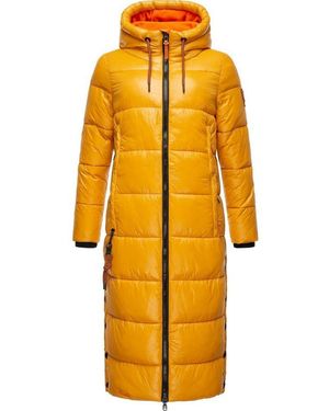 Navahoo Steppmantel Schmuseengel Warm Gefütterte Winter Steppjacke Mit Kontrastdetails - Gelb