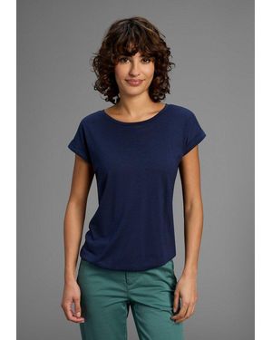 Flashlights Rundhalsshirt Kurzarm, Saum Mit Gummibund, Rundhalsausschnitt - Blau