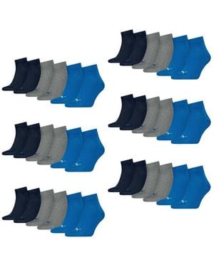 PUMA Freizeitsocken Quarter Socken (18-Paar) Mit Cat-Logo Und -Schriftzug - Blau