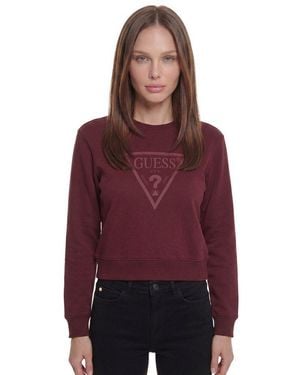 Guess Sweatshirt New Cn Basic Triangle Mit Tonalem Logodruck, Baumwollmix - Lila