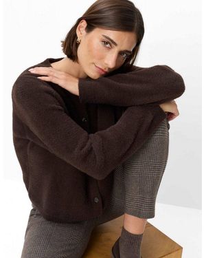 Brax Strickjacke Style Ann Feather Yarn: Strickjacke Im Baumwollmix - Braun